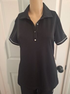 Puma Black Short-Sleeve Polo with White Trim